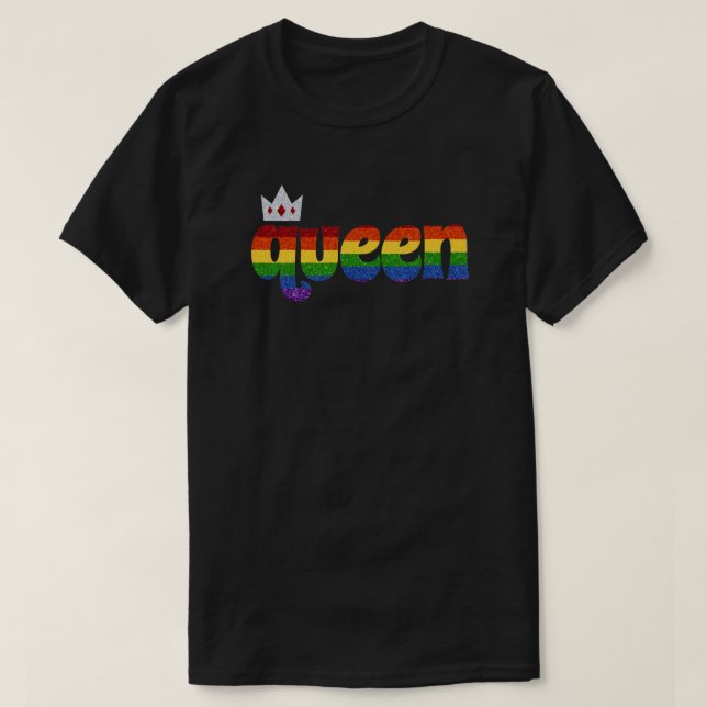 LGBT Rainbow Pride Glitzer Queen T-Shirt (Design vorne)
