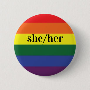LGBT Rainbow Prilag Flag Pronoun Button Sie/sie
