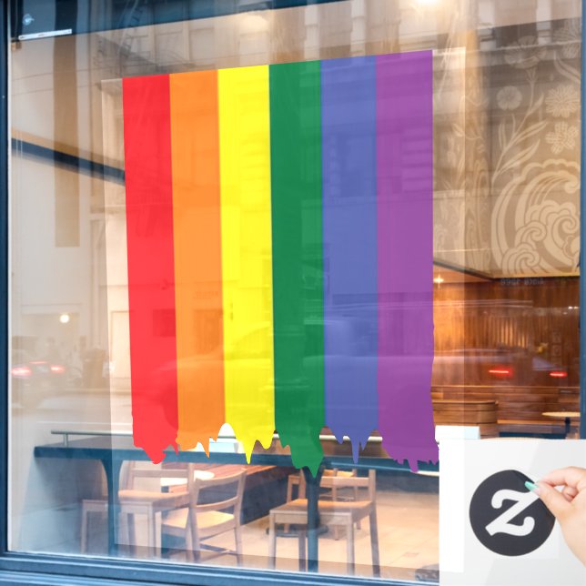 LGBT Rainbow Prip Dripping Paint Fensteraufkleber (Café-Fenster)