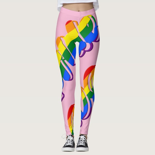 LGBT Rainbow Text Gay Pride Parade 2021 Leggings (Vorderseite)