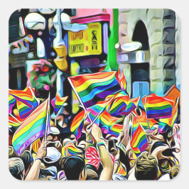 LGBT Rainbow und American Flags Protest Stickers