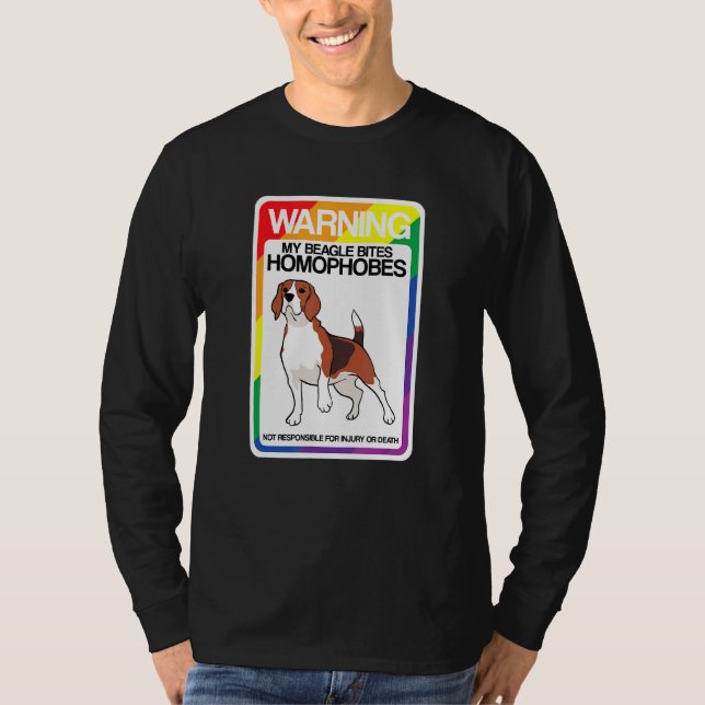 Lgbt Rainbow Warner Beagle Bites Homophobes T-Shirt (Vorderseite)