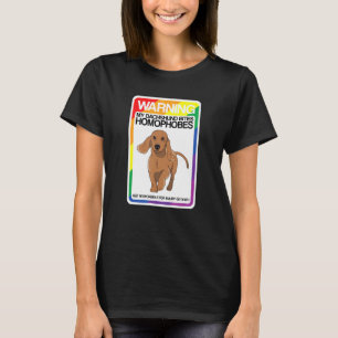 Lgbt Rainbow Warning Dackel Bites Homophobes T-Shirt