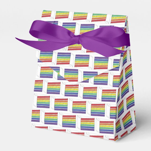 LGBT Rainbow Wedelschicht Cake Slice Gay Pride Geschenkschachtel (Vorderseite)