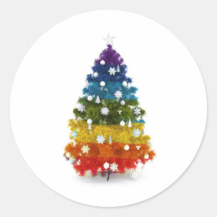 LGBT Rainbow Weihnachtsbaum Runder Aufkleber