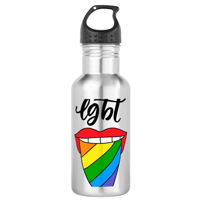 LGBT-Rainbow-Zunge Edelstahlflasche (Vorderseite)