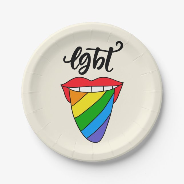 LGBT-Rainbow-Zunge Pappteller (Vorderseite)