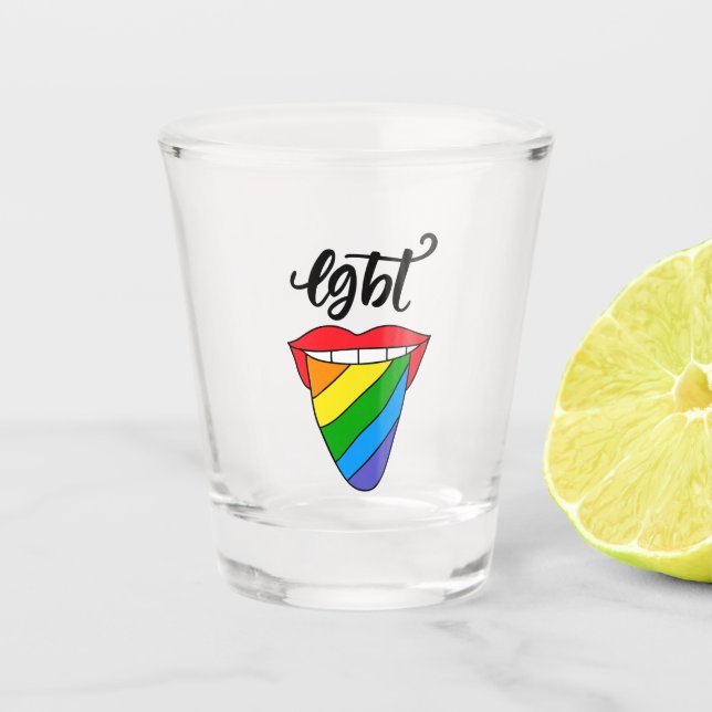 LGBT-Rainbow-Zunge Schnapsglas (Vorderseite)