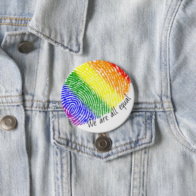 LGBT Regenbogen-Fingerabdruck sind wir gleich groß Button (Beispiel)