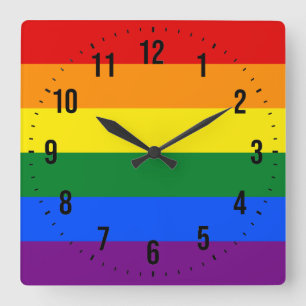 LGBT Regenbogen-Gay Pride-Flagge Quadratische Wanduhr