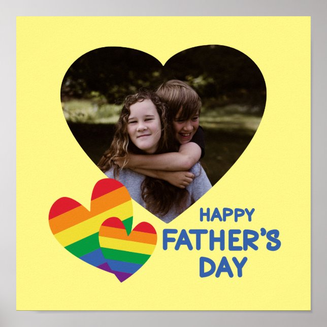 LGBT-Regenbogen Herz Vatertag Poster (Vorne)
