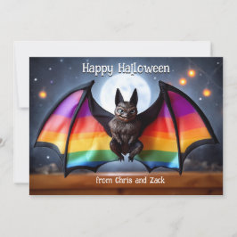 🎃🌈LGBT Regenbogen-Mond-Fledermaus Einladung