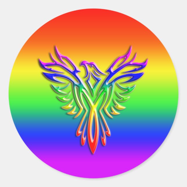 LGBT-Regenbogen-Pride Phoenix-Anstieg, Prägung Runder Aufkleber (Vorderseite)