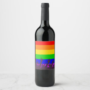 LGBT-Regenbogen-Regenbogenflagge mit Wellenschlag Weinetikett
