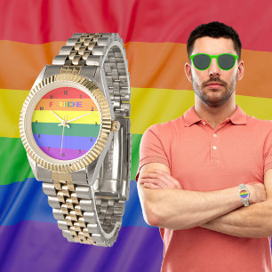LGBT Regenbogen-Stolz-Flagge Zweifarbiges Armband  Armbanduhr