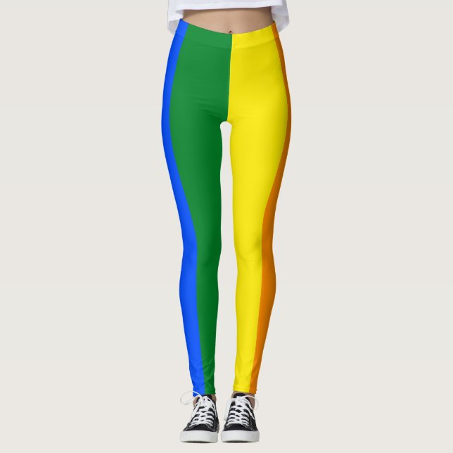 LGBT Regenbogen-Stolz-Flaggen-vertikaler Streifen Leggings (Vorderseite)