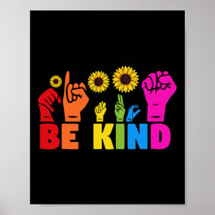 Lgbt Regenbogen-Stolz-Monat Asl Sei Freundlich Han Poster