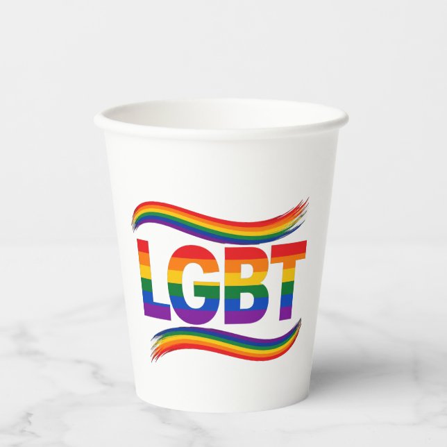 LGBT Regenbogen-Stolz Pappbecher (Vorderseite)
