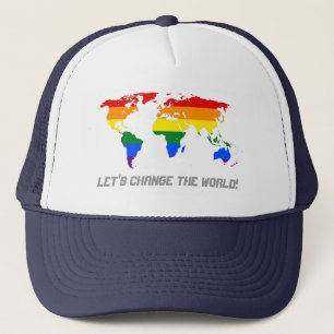 LGBT-Regenbogen-Stolz-Weltkarte Hut Truckerkappe