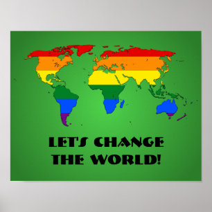 LGBT-Regenbogen-Stolz-Weltkarte Poster