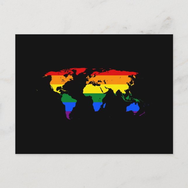 LGBT Regenbogen Stolz Weltkarte Postkarte (Vorderseite)