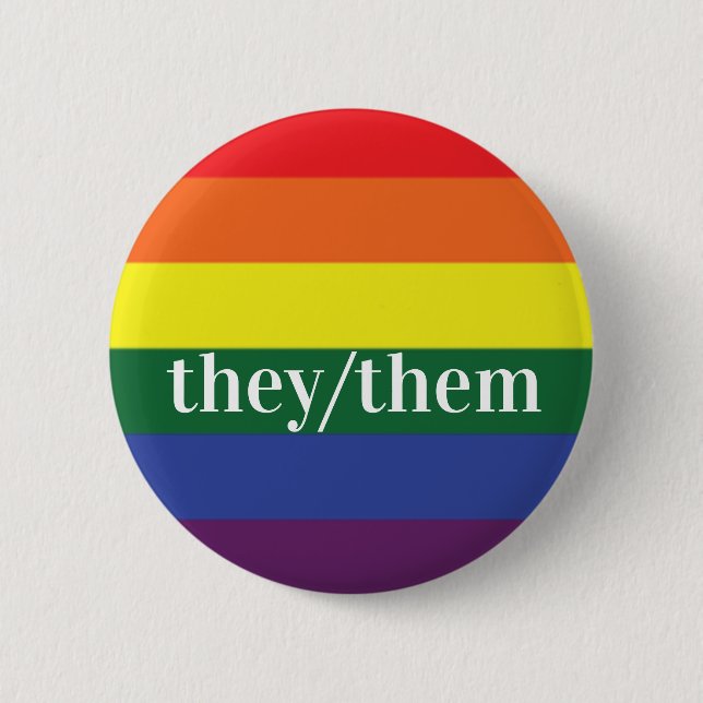 LGBT-Regenbogen-Stolzflagge Pronomen-Button They/T Button (Vorderseite)