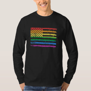 LGBT Regenbogen USA Amerikanische Flagge Schwul Le T-Shirt