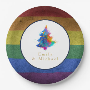 LGBT Regenbogen-Weihnachtsbaum, maßgeschneiderte G Pappteller