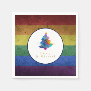 LGBT Regenbogen-Weihnachtsbaum-Party Schwulen-Stol Serviette