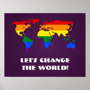 LGBT Regenbogen-Weltkarte Poster