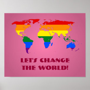LGBT Regenbogen-Weltkarte Poster