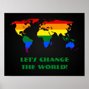LGBT Regenbogen-Weltkarte Poster