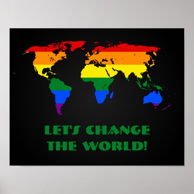 LGBT Regenbogen-Weltkarte Poster (Vorne)