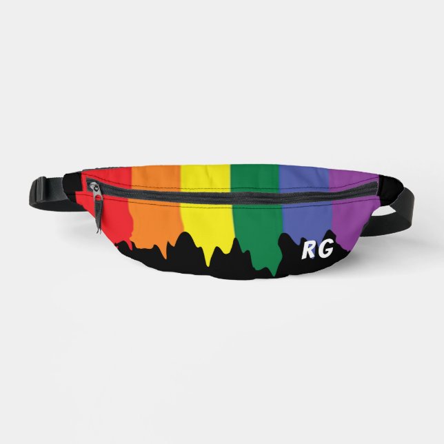 LGBT-Regenbogenfarbenflagge mit Text Bauchtasche (Vorderseite)