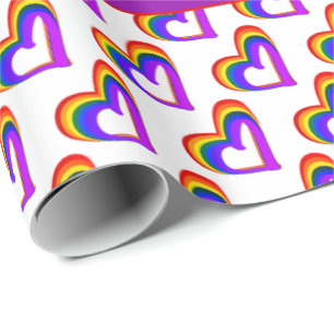 LGBT-Regenbogenflagge Herzmuster Farbiger Gay Prid Geschenkpapier