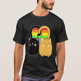 LGBT Regenbogenflagge Katzen Herz T-Shirt