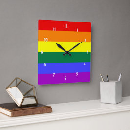 LGBT-Regenbogenflagge Quadratische Wanduhr