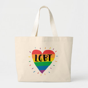 LGBT-Regenbogenherz Jumbo Stoffbeutel