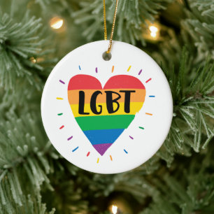 LGBT-Regenbogenherz Keramik Ornament