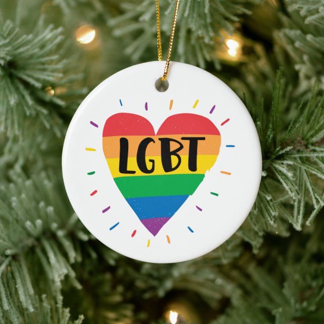 LGBT-Regenbogenherz Keramik Ornament (Baum)