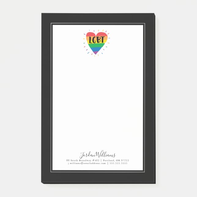 LGBT-Regenbogenherz Post-it Klebezettel (Vorderseite)