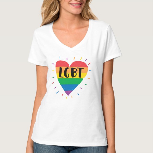 LGBT-Regenbogenherz T-Shirt (Vorderseite)