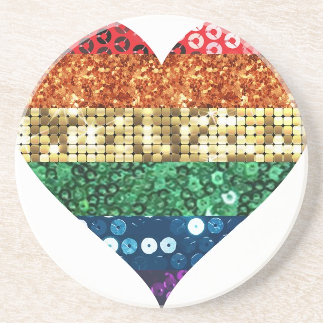 lgbt Regenbogenherz Untersetzer (Vorne)