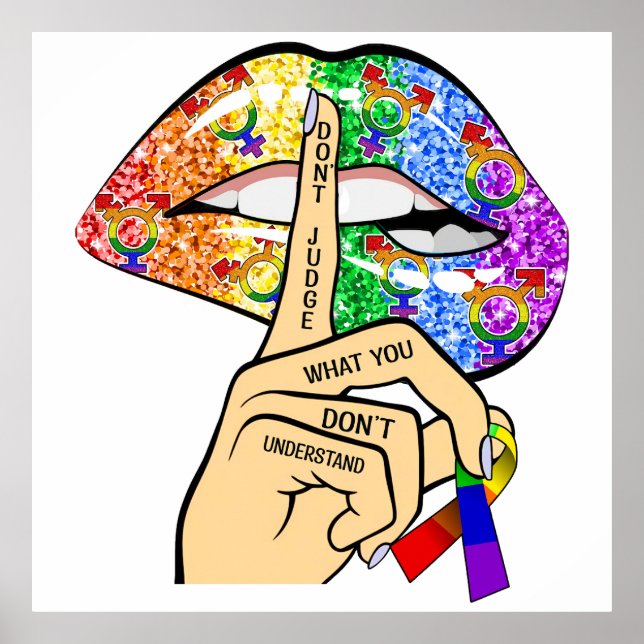 LGBT-Regenbogenlippen Poster (Vorne)