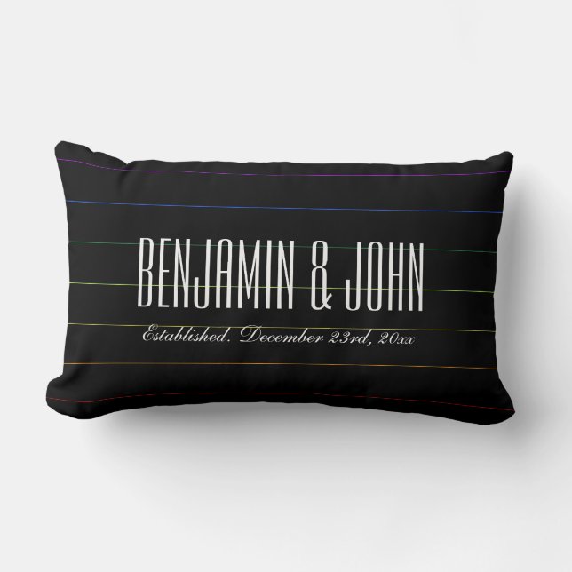 LGBT Regenbogenpinstripes-Name-Jahrestag Lendenkissen (Vorderseite)