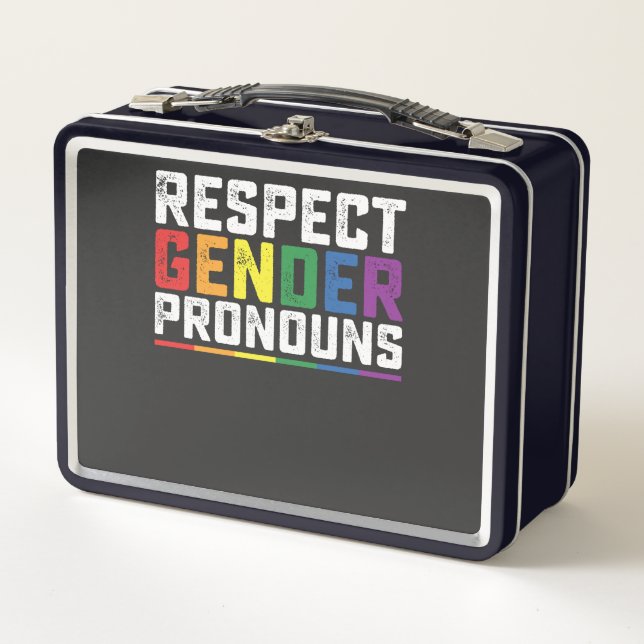 LGBT Respekt Geschlecht Pronouns Gay Lesbian Trans Metall Brotdose (Vorderseite)