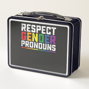 LGBT Respektiere Geschlechterpronomen Schwul Lesbi Metall Brotdose