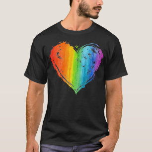 LGBT Schwulen Lesben Stolz Herz Flagge T-Shirt