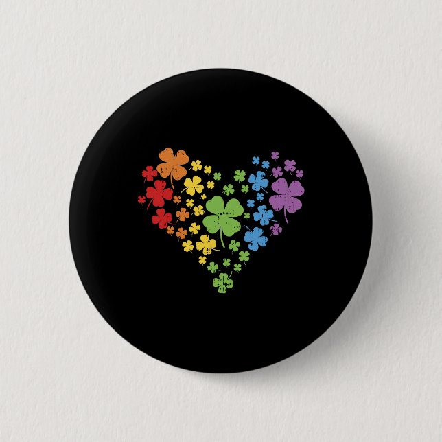Lgbt Shamrock Herz Shirt Regenbogen St. Patrick's  Button (Vorderseite)