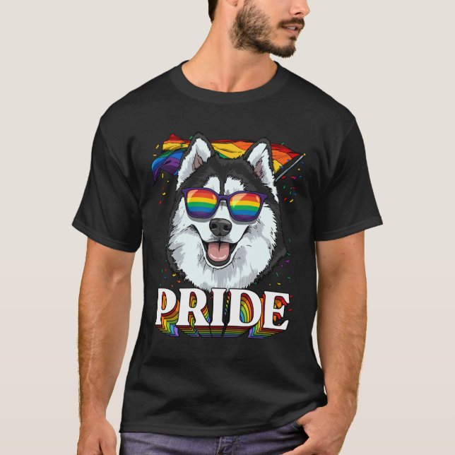 Lgbt Siberian Husky Gay Pride Lgbtq Rainbow Flag S T-Shirt (Vorderseite)